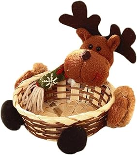 NaisiCore Noël Panier en Bambou Elk Sucrerie Panier de Rangement Holder Décoration embellissements Artisanat d'art