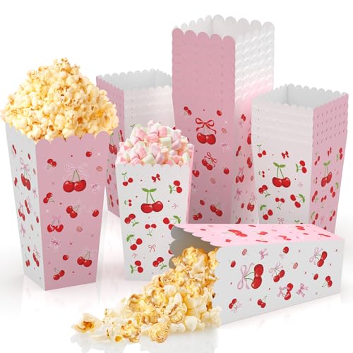 Image of K KUMEED 20 PCS Cherry Party Supplies,Cherry Popcorn Favor Boxes,Summer Fruit Cute Cherry Birthday Decorations Popcorn Bowls Popcorn Buckets Popcorn Bags for Baby Shower Daily Holiday (Medium)