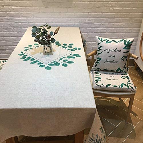 Nappe de style européen rétro MU en coton et lin motif petites feuilles - 5