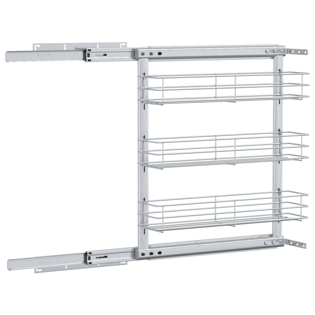 Generisch 3-stufiger Küchen-Drahtkorb Ausziehbar Silbern 47x15,5x55,5 cm,Heim Garten,Küche Esszimmer,Küchenhelfer -utensilien,Küchenorganizer,Küchenutensilienhalter -ablagen-50968
