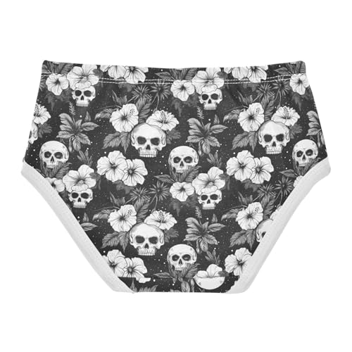 Girls Underwear Soft Cotton Skull Hibiscus Flower Kids Panties in Sizes 2/3t, 4t, 5t, 6 and 82