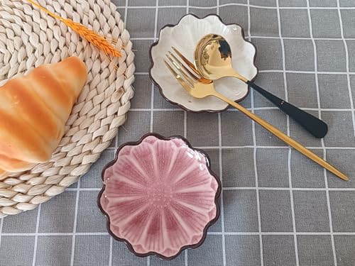 Image of Ceramic Spoon Rest for Stove Top, Flower Cute Spoon Rest for Kitchen Counter, Cooking Spoon Holder for Kitchen Counter, Utensil Rest Spatula Rest Ladle Holder Tong Rest, 1 PC (Cracks Deco, Pink)
