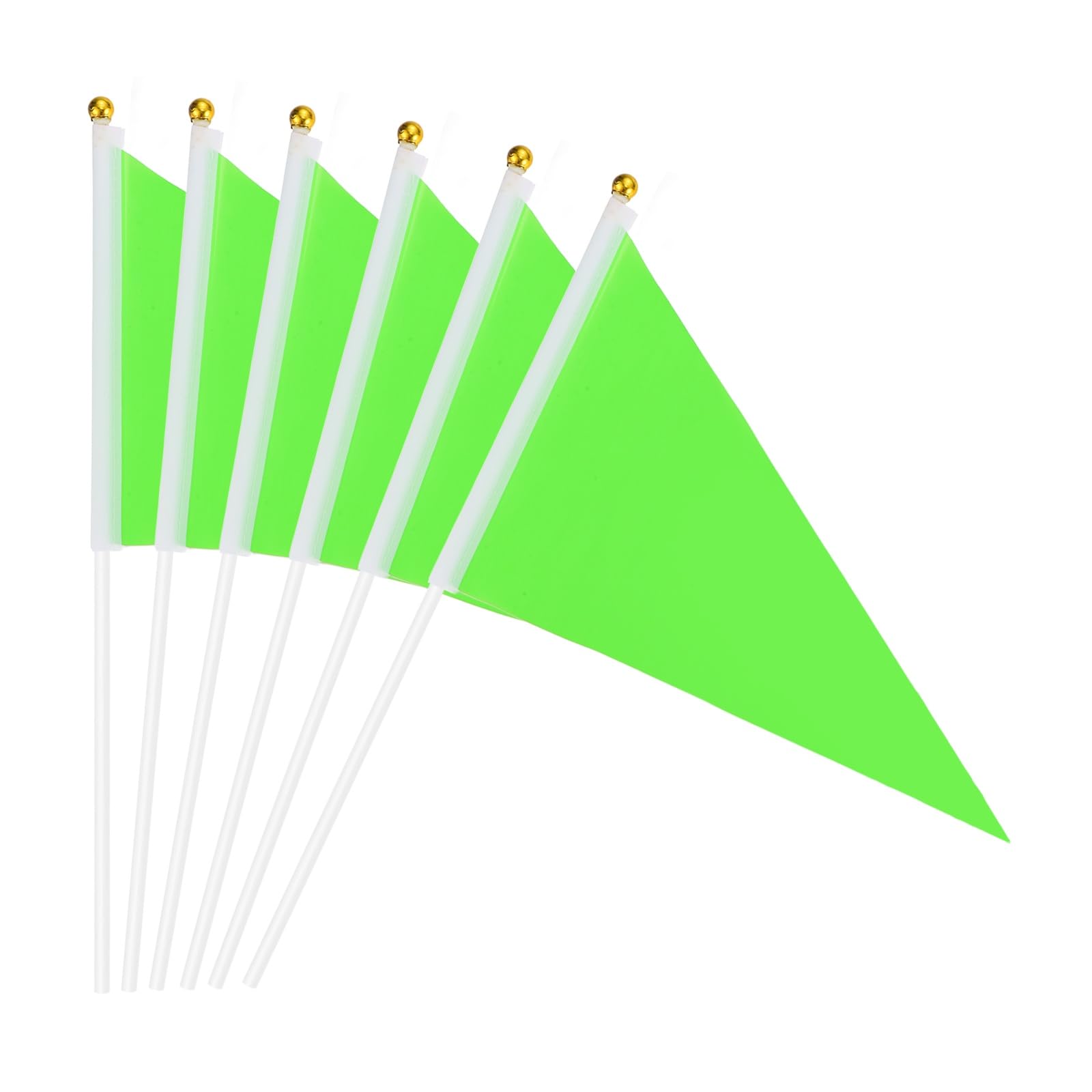 sourcing map 50Pcs Grass Green Pennant Stick Flag, 8.3 x 5.5 Inch Handheld Solid Color Flags on Plastic Stick for DIY Graffiti Birthday Carnival Festival Celebration Sports Grand Opening Party