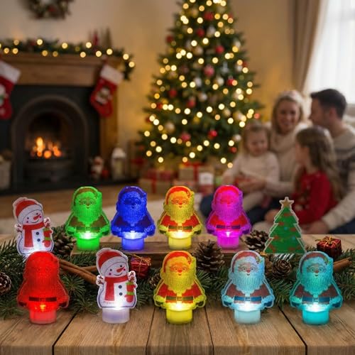 Bougies chauffe-plat LED de Noël MIJOMA à changement de couleur, lot de 9 avec piles