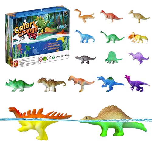 Dinosaur Series - 16pcs Temperature Color Changing Bath Toys, Water Table Toy for Easter Egg Fillers,Goodie Bags Fillers,Themed Party,Classroom Rewards,Carnival Prize, for Kids 3+