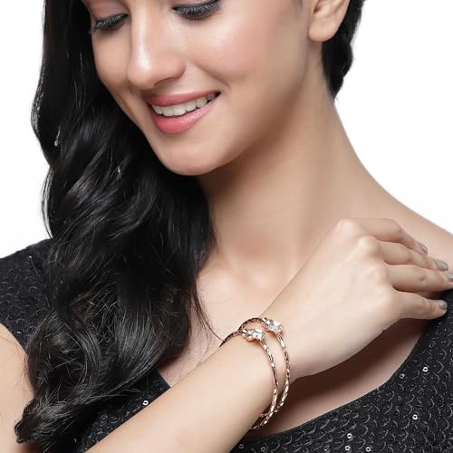 Rose Gold-Plated Peacock Kada Bracelets Set