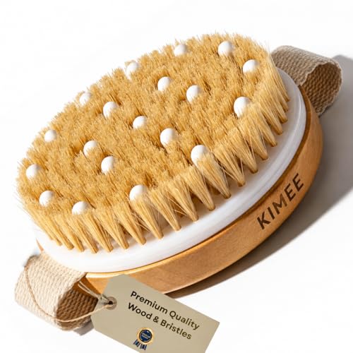 Image of KIMEE Dry Brushing Body Brush - Medium Soft Dry Brush for Cellulite and Lymphatic. For Beginners & Advanced Users. Exfoliating Skin Brush (multi, A)