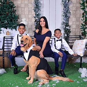 Tuxedo & Bandana Set, 2 Pack Pet Costume: Puppy Formal Party Suit - Dog Clothes for Small, Medium & Large Dogs - Prince Bow Tie Shirt - Wedding Attire for Golden Retriever & Samoyed (S) Tuxedo Bandana Set 2 Pack Pet Costume Puppy Formal Party Suit Dog Clothes for Small Medium Large Dogs Prince Bow Tie Shirt Wedding Attire for Golden Retriever Samoyed S