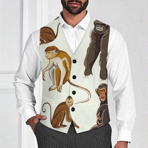 Types of Monkeys And Gorillas Men's Suit Vest Slim Fit V-Ncek Waistcoat Business Casual Vest2