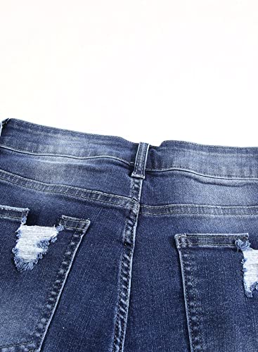 Sidefeel Womens Ripped Denim Bermuda Shorts Distressed Raw Hem Jean Shorts Us6 Blue #TOP6
