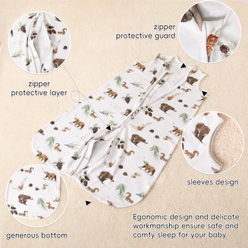 Image of david's kids 100% Organic Cotton Baby Sleep Sack 0-6 Months, Soft Baby Wearable Blankets with 2-Way Zipper, 2 Pack Comfy Sleeping Bags for Infant Newborn Boys Girls Neutral, Small Size, Woodland