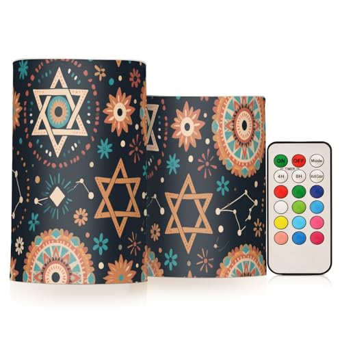 Amooorous Böhmisches Hexagramm Auge Stern Blau Dekorative Flackernde Flammenlose Teelicht Kerzen Elektronische Lichter Glitzer mit Timer für Fenster Camping Batteriebetrieben