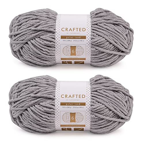 Image of Crafted By Catherine Blanket Solid Yarn - 2 Pack (213 Yards Each Skein), Grey, Gauge 6 Super Bulky