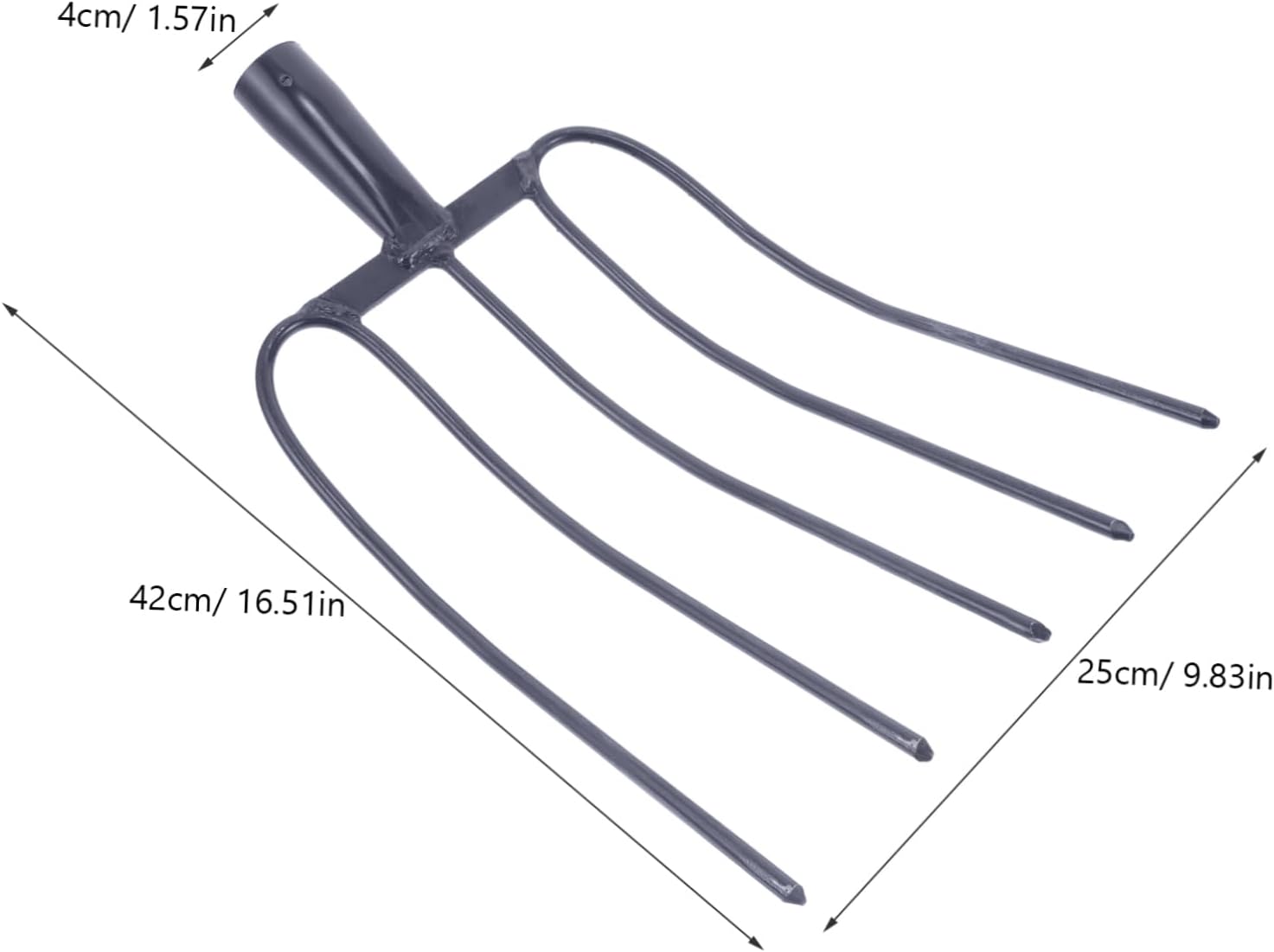 Iron Manure Fork for Efficient Farming 4-Tine Fork Hardwood Handle Multi-Functional Agricultural Tool for Garden and Lawn Maintenance