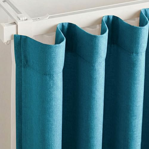 Image of FRESH FROM LOOM Premium 5 ft Window Curtains for Slider Track | Non-Ring Curtains | S-Wave Pleat | Parda | Parda | Light Block Blackout Parde | Breathable Fabric (Sky Blue |5 Feet Long, Set of 2)