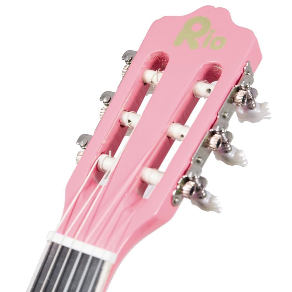 Akustikgitarren-Set (3/4-Größe, für Kinder von 9-12 Jahren, inkl. Tasche, Gurt, Plektren, Stimmpfeifen 3/4 size rose