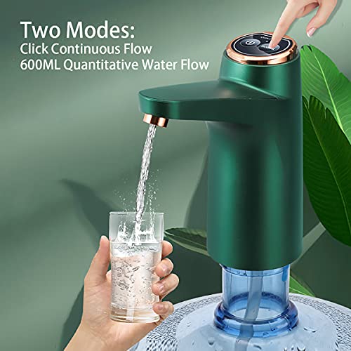 5 Gallon Water Bottle Dispenser Pump System USB Charging Automatic Drinking Water Pump Portable Electric Water Dispenser (Green)
