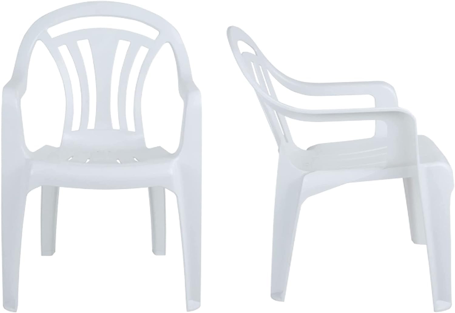 STAR SUPPLIES White Plastic Garden Low Back Patio Chairs