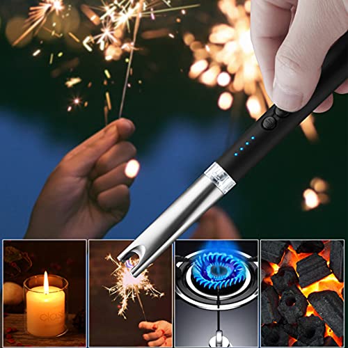 Duotar Isqueiro De Vela,Isqueiro a arco elétrico sem chama com luz LED USB Isqueiro recarregável com