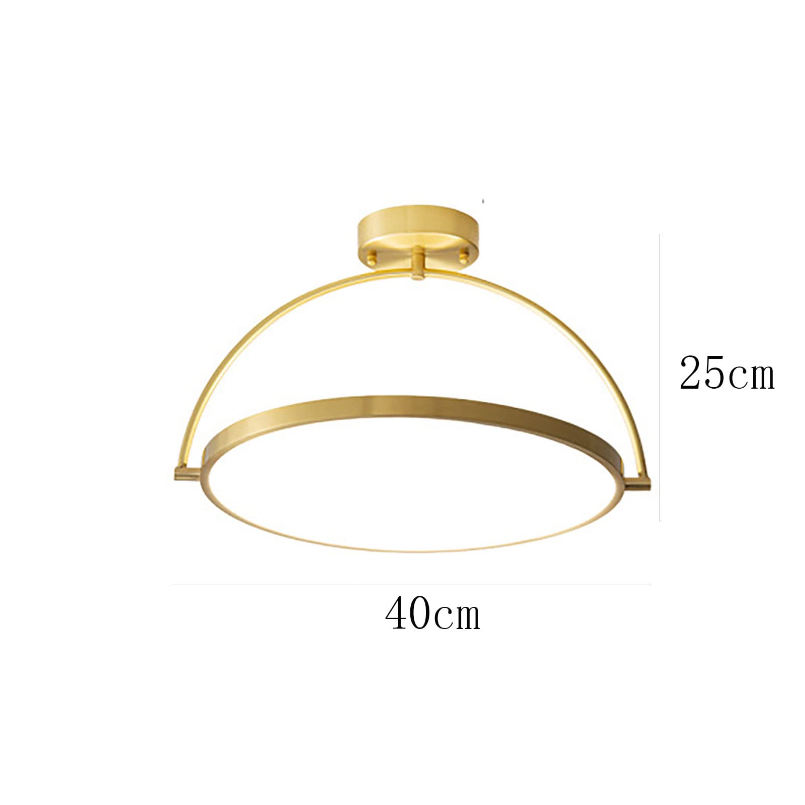 Vendimia Anillo Led Latón Lámpara De Techo Adorno Semi Flush Negro Metal Base Plafon Led Techo Moderno Gel De Sílice Lámpara Colgante para Dormitorio Cocina Pasillo-Cobre 40x25cm(16x10inch)