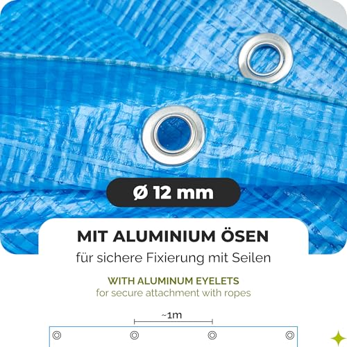 Lona impermeable con ojales ligera y flexible Garronda de 6x10 m azul lavable GD-0162 5