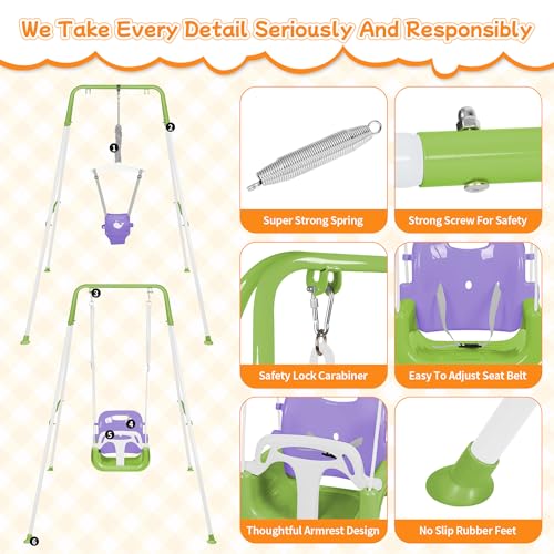 Image of 4-in-1 Toddler Swing Set & Baby Jumper and Bouncer for Toddlers | Foldable Baby Swing Stand for Outdoor /Indoor Play, Easy to Assemble and Store for Ages 6 Months to 10 Years Old