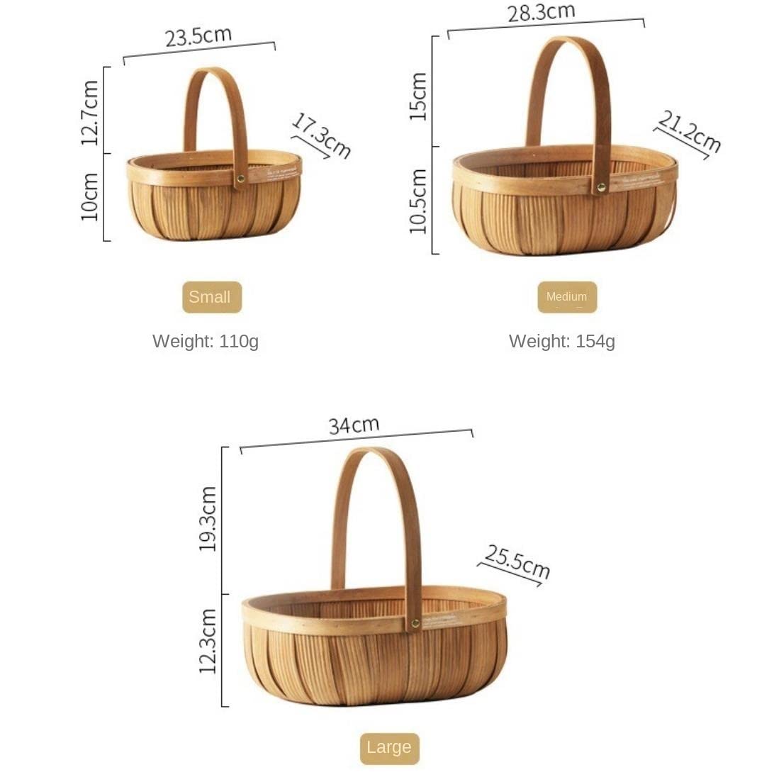Cestino da Picnic Feste Cesto di Vimini Vuoto Scatola Ovale Intrecciata in salice Pasqua Cestino per Alimenti Grandi Dimensioni con Manico da Picnic Gita all’Aperto(28 * 21 * 25cm)