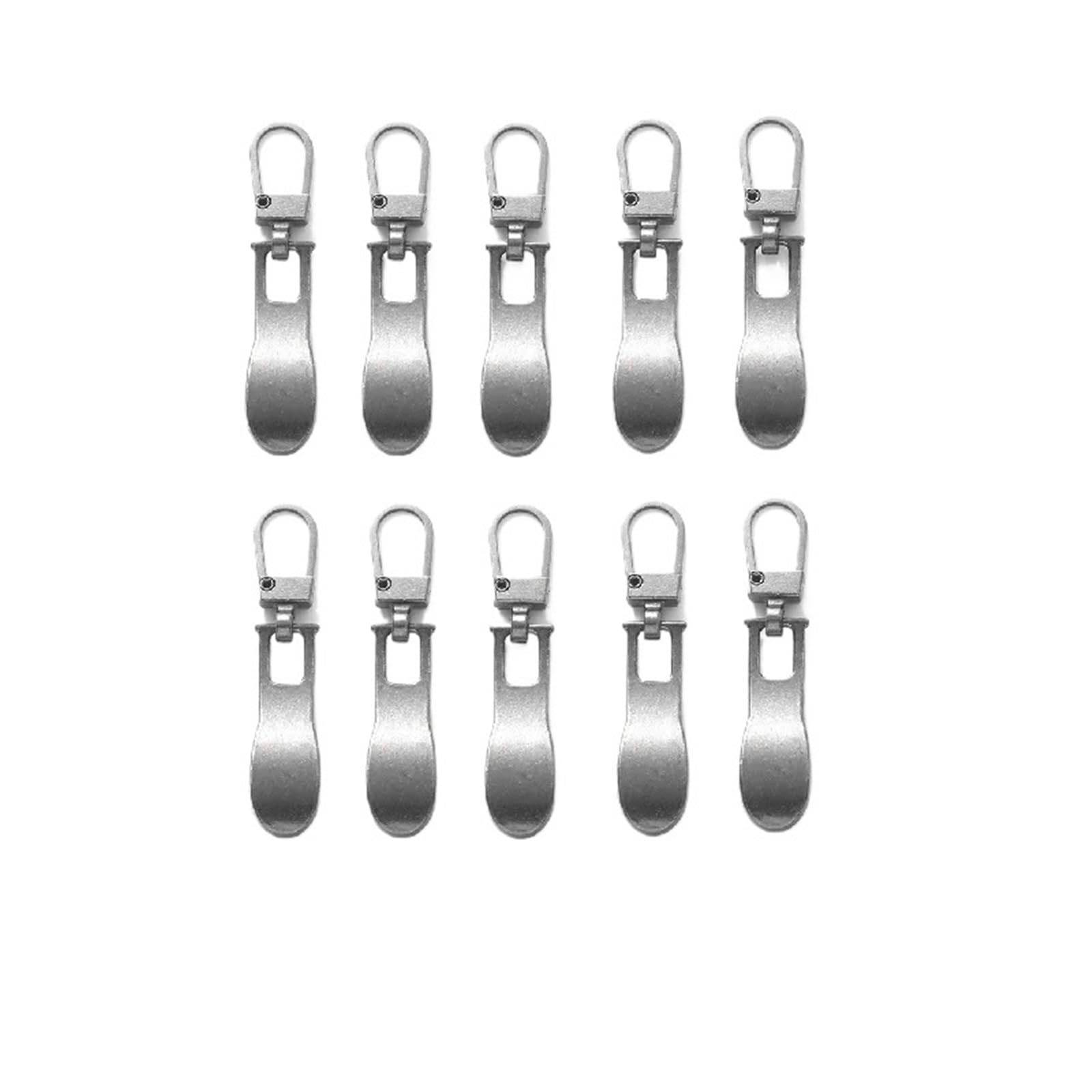 Lot de 100 glissières de rechange en métal pour fermeture éclair - Languette amovible pour bagages, veste, sac à dos (gris)