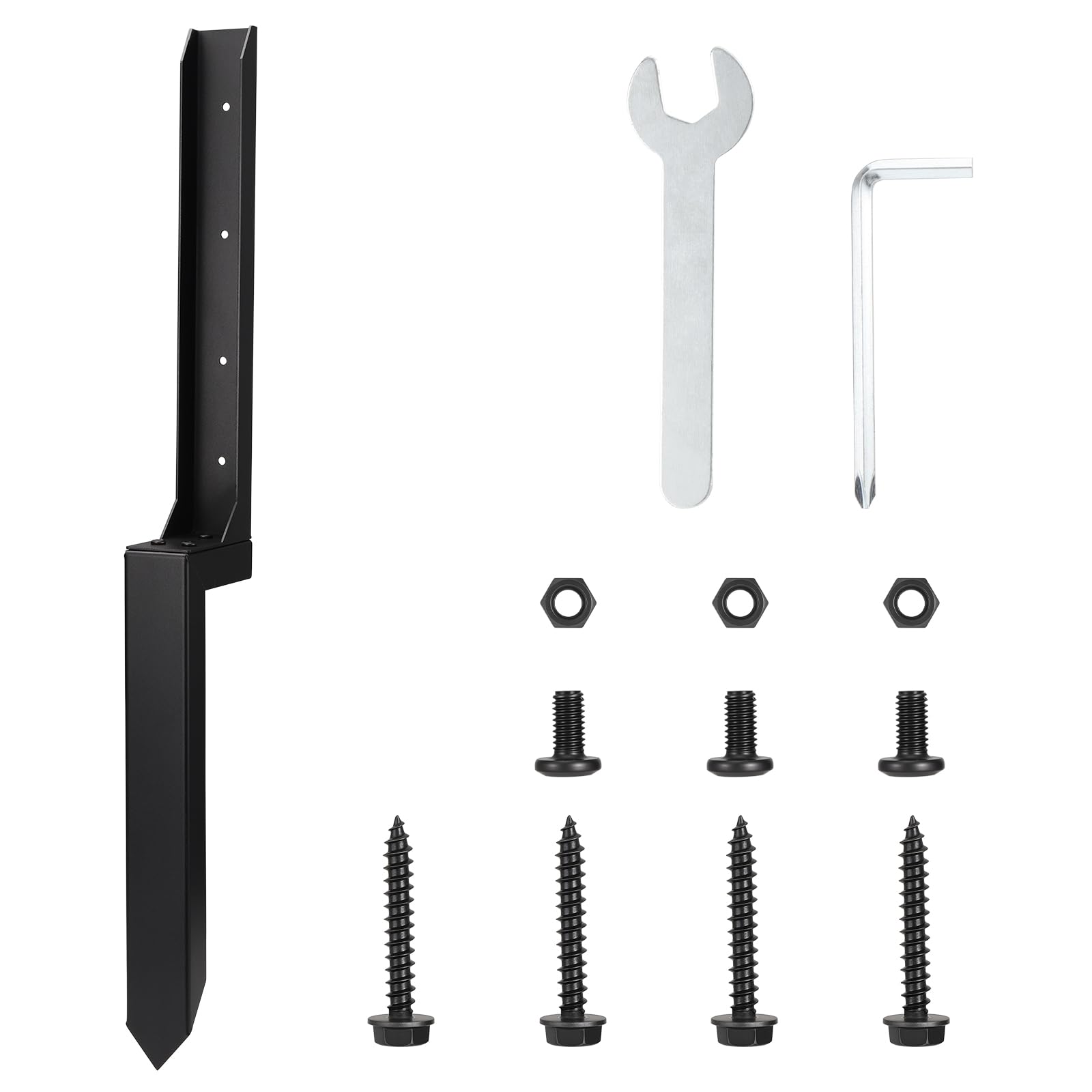 Coolty Set di riparazione per pali di recinzione, in metallo ispessito, per la riparazione di stipiti, pali in legno rotti (nero)