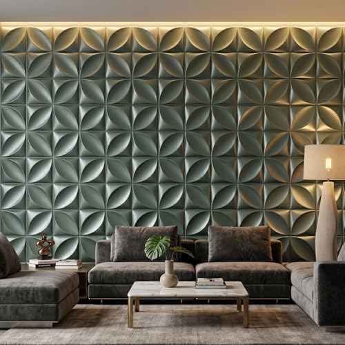 Image of Kayra Decor Wall Panels for Bedroom Butterfly Design Olive Green Color 19.7 inch x 19.7 inch (Pack of 12) - Covers 32.34 Sq. Ft.