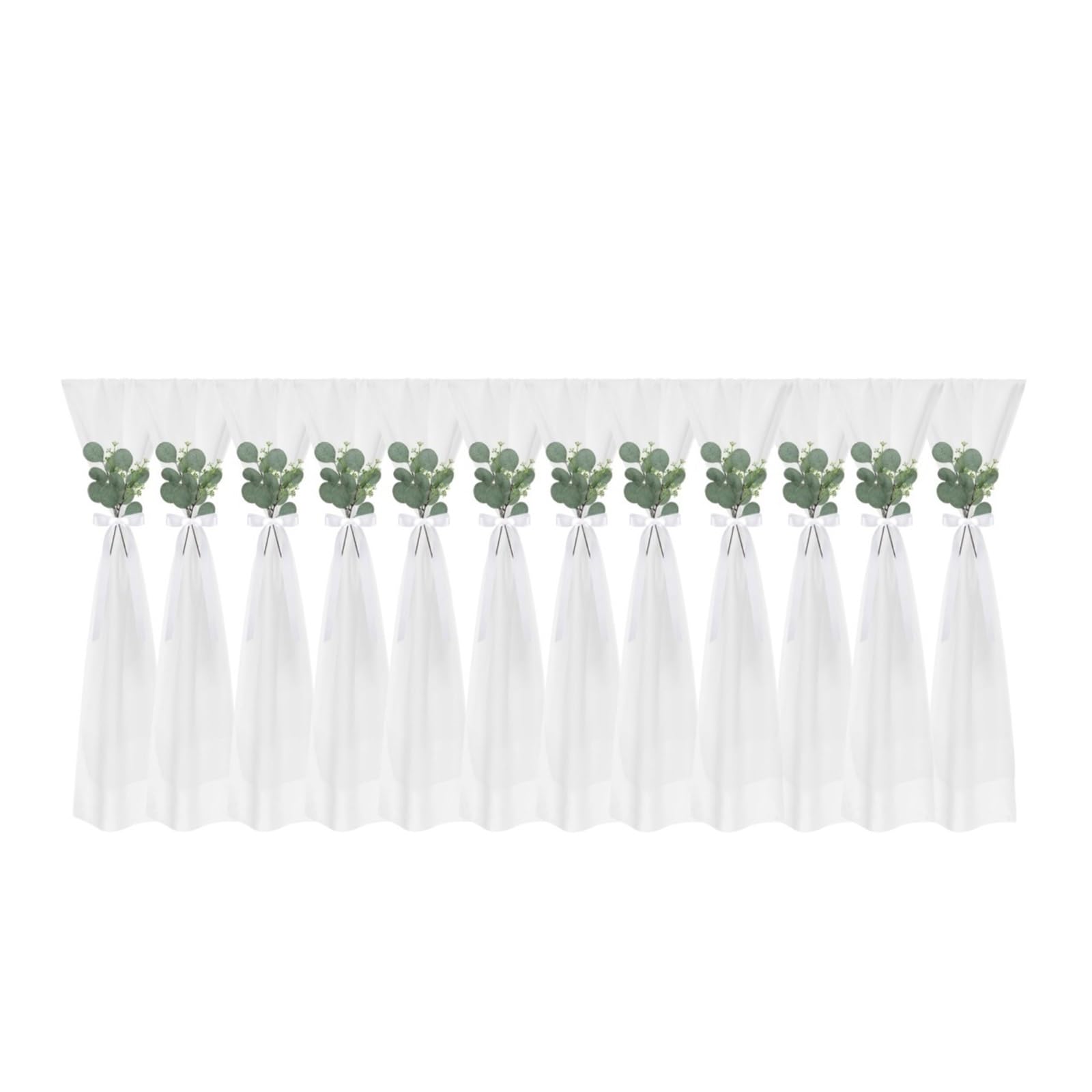 RRYPBOVG Chair Ribbon 12-48Pcs Chair Sashes For Wedding Covers Chiffon Bow Ribbons For Party Ceremony Church Decoration(12 pcs)