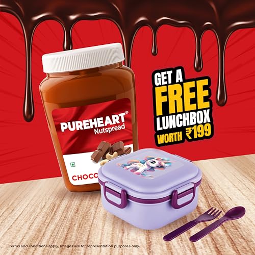 Image of PUREHEART Choco Cashew Spread 350g with Free Stationery Kit | Creamy Chocolate Cashew Spread | Healthy Breakfast Spread for Kids | Protein Rich Energy Spread for Bread Sandwich & Tiffin