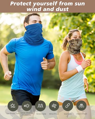 Image of Cuffbow 12 Pack Men Balaclava Neck Gaiter Cooling Breathable Face Mask UV Protection Scarf Hiking Bandana for Men /Women