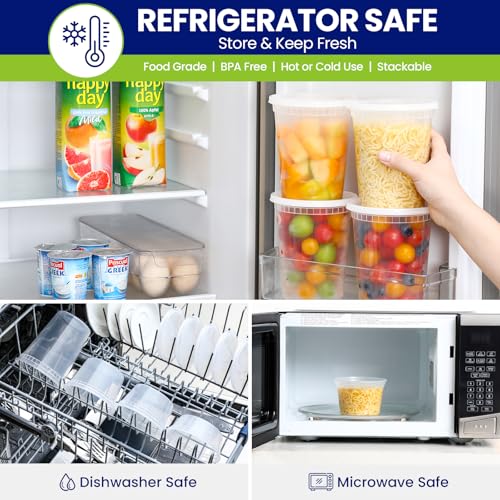Image of AOZITA 68 Sets 32 oz Plastic Deli Containers With Lids, Airtight Food Storage Containers, Freezer /Dishwasher /Microwave Safe, Takeout Meal Prep Storage