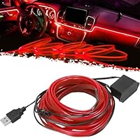 Dazeuris Auto LED Innenraumbeleuchtung Flexible Kaltlicht Streifen 5M Autos Zubehör Schneidbar 360° Ambientebeleuchtung mit USB Steckersteuerung Für Turning Deko Party Camping Atmosphäre (Rot)
