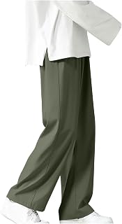 generic Pants for Men Summer Ice Silk Straight Trousers Wide Leg Breathable Pants Casual Fashion Elastic Waisted Loose Fit
