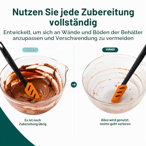 Foto von Tupperware Kleiner Teigschaber Schwarz und Orange - Weiches Silikon | Schüsseln Auskratzen und Teig ohne Verlust Aufnehmen, Direkter Griff in der Hand, Spülmaschinenfest, Ohne BPA