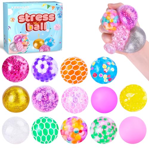 Bolas Antiestres 14 Piezas Pelota Antiestres Juguetes Sensoriales, Juguetes Antiestres Squeeze para Aliviar la Ansiedad para Niños y Adultos, Regalos Cumpleaños, Fiesta de Regalos, Premio para Clase