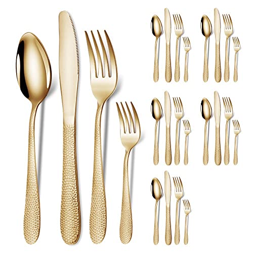 Juego de Cubiertos de Acero Inoxidable de 24 Piezas con diseño de Piel de Serpiente, Juego de vajilla de Lujo para Carne, Cuchillo, Tenedor y Cuchara