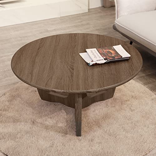 Buy FINECASA Wooden Coffee Table, Curved Leg Coffee Table, Round Coffee