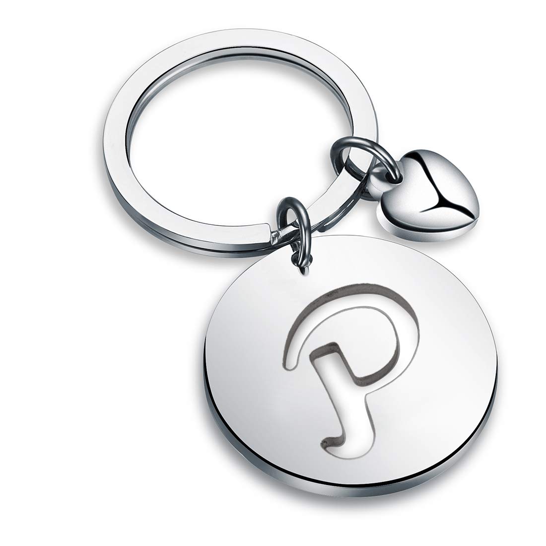 HOLLPInitial Disc Charm Keychain - 26 Letter Alphabet Key Ring A-Z English Charm Keychain