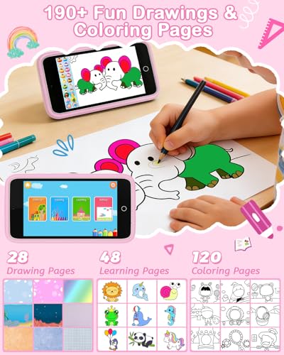 Image of Kids Smart Toy Phone, Dual Camera with Stickers, 10.1 cm Touchscreen Learning Toy with 210+ Games, 190+ Drawing Activities, 8GB Kids Cell Phone, for Ages 3-12 (Pink)