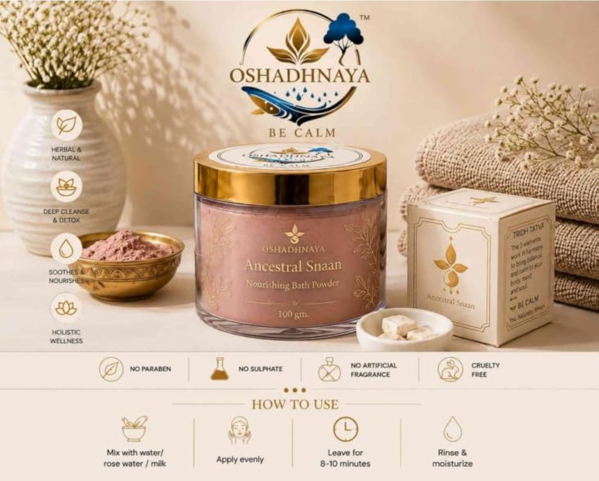 Ancestral Snaan Nourishing Bath Powder, Ayurvedic Cleanser