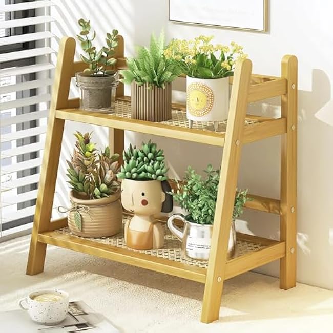 Narrow Mug Holder Countertop, Wicker-Look Tea and Coffee Bar Station Organizer, Bamboo Matcha Stand, Cup Display Shelf, Condiment Storage Rack for Kitchen Counter Cabinet, 2 Tier