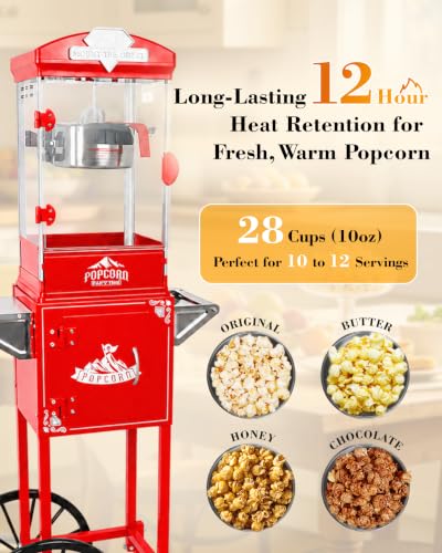 Image of 10 Oz Popcorn Machine with Cart for Home Party Office