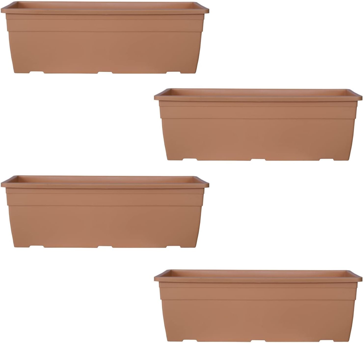 Hug A Plant | Reca 40cm Rectangle Window Planter | Pot for Home & Garden (40CM | 15.7INCH, Pack of 4, Camel)