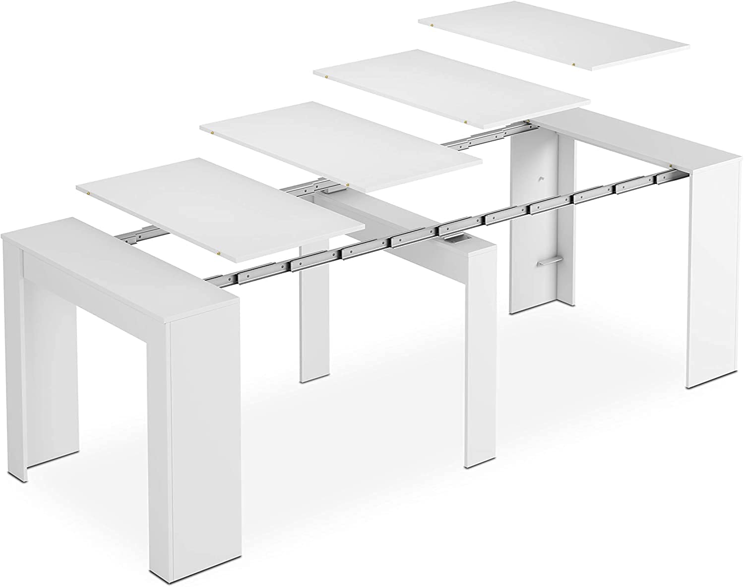 Mobelcenter - Mesa de Comedor Consola Extensible, Mesa para Salón recibidor o Cocina, Mesa Fuelle Extensible, Color Blanco Brillo (589)