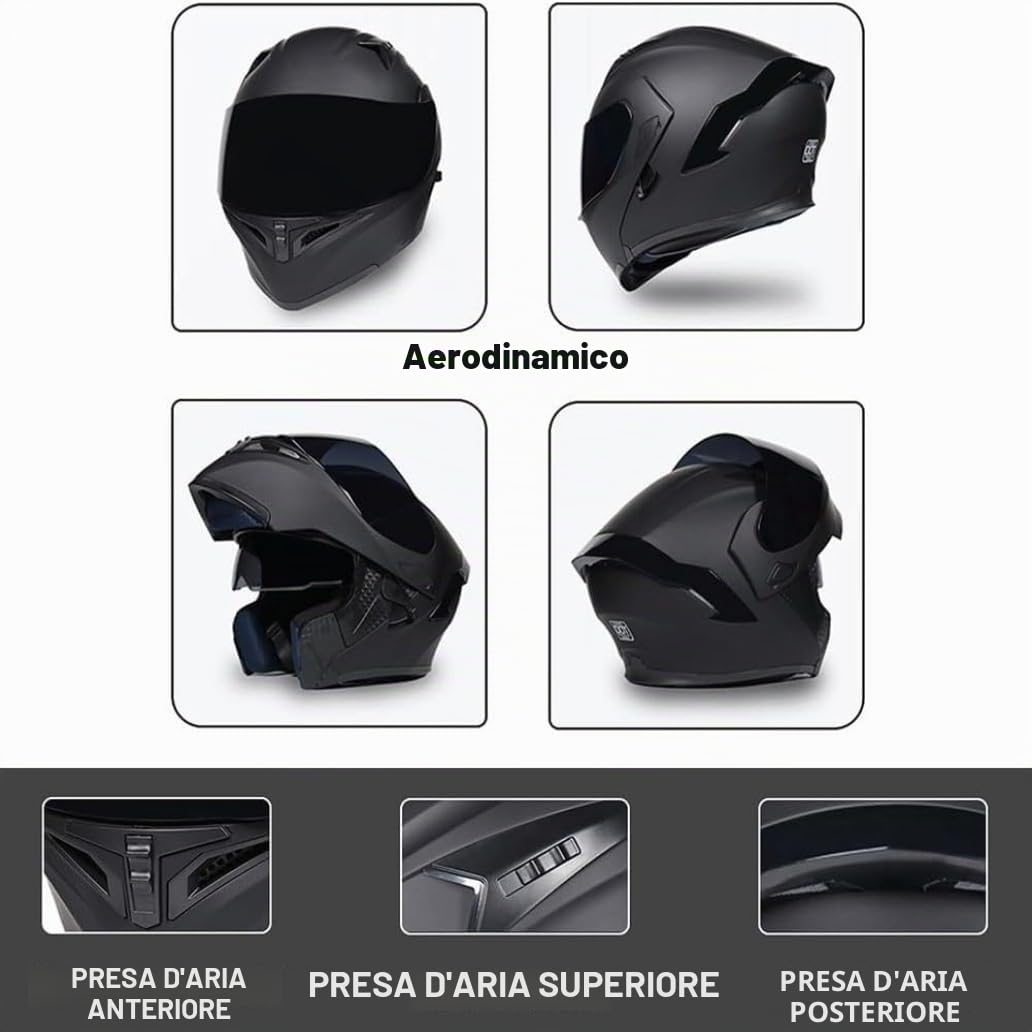 Bluetooth Casco Modulare Moto, Omologato ECE Integrale Casco con Doppia Visiera Parasole, Speaker Integrato Microfono