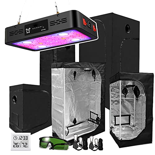 咚呱 1200w Led Grow Light + 600d Tienda De PlantacióN Al Aire Libre, para Tienda De Cultivo De Plantas De Interior, JardineríA Y GerminacióN,1pcs-120 * 120 * 200cm