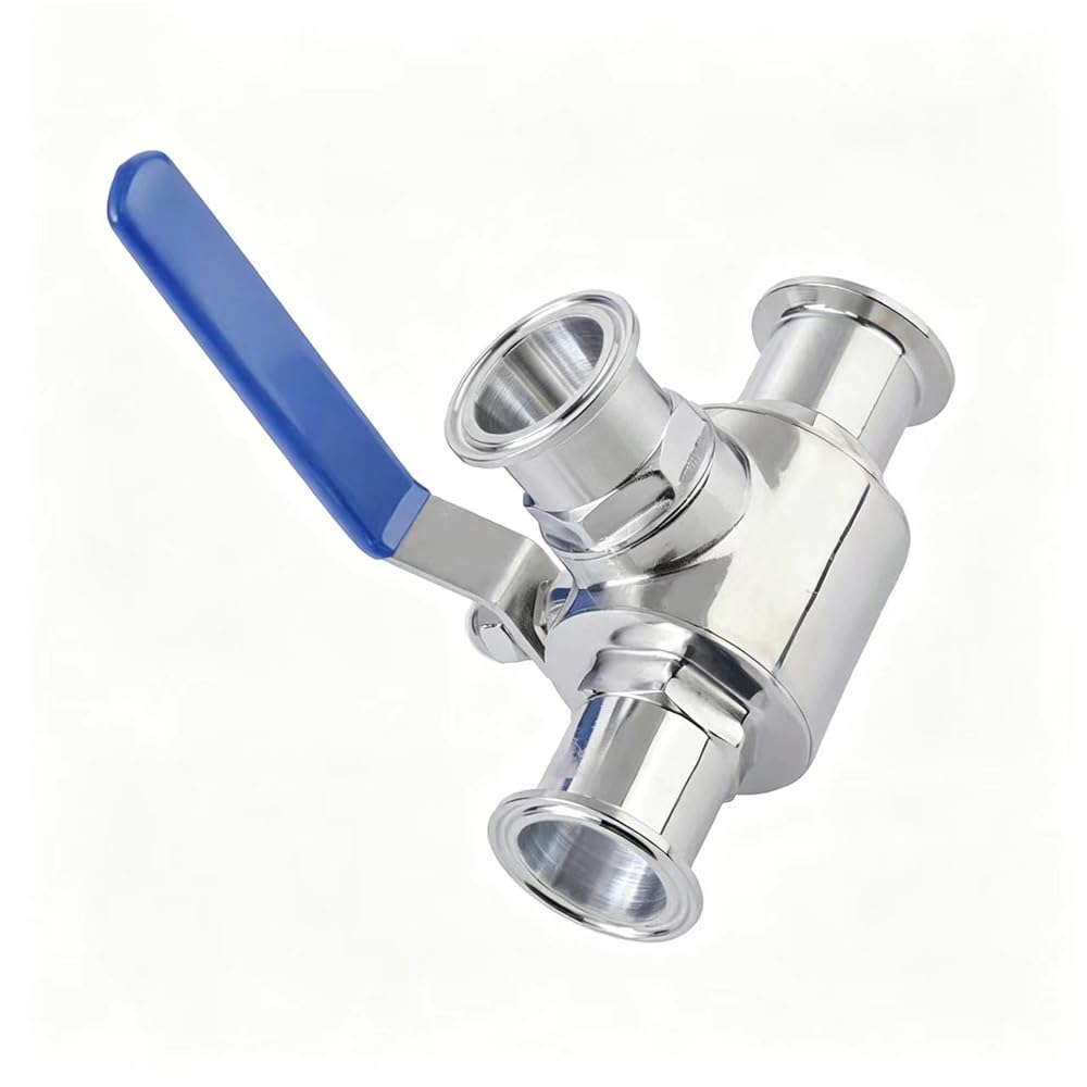Vanne à boule trois voies inox 304 élimine les résidus dans les circuits Tri-Clamp 1,5 pouce